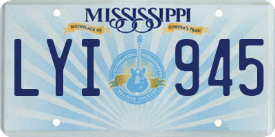 MS license plate LYI945