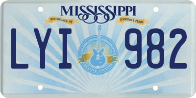 MS license plate LYI982