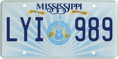MS license plate LYI989