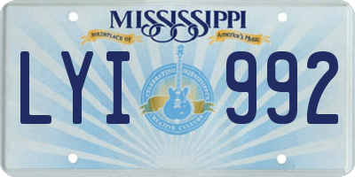 MS license plate LYI992