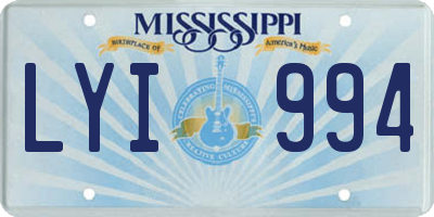 MS license plate LYI994