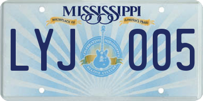 MS license plate LYJ005