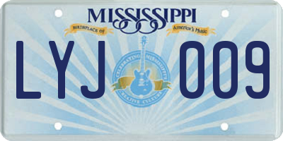 MS license plate LYJ009