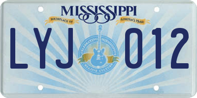MS license plate LYJ012