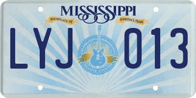 MS license plate LYJ013