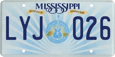 MS license plate LYJ026