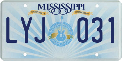 MS license plate LYJ031