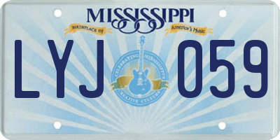 MS license plate LYJ059