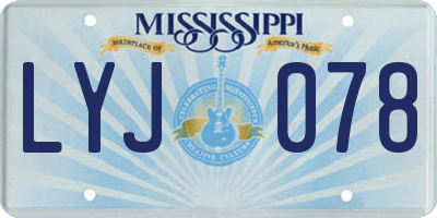 MS license plate LYJ078