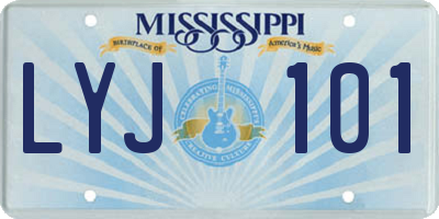 MS license plate LYJ101