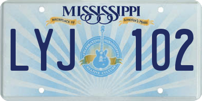 MS license plate LYJ102