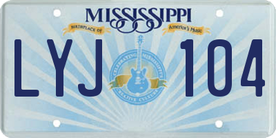 MS license plate LYJ104