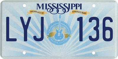 MS license plate LYJ136