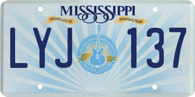 MS license plate LYJ137