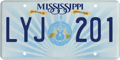 MS license plate LYJ201