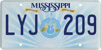 MS license plate LYJ209