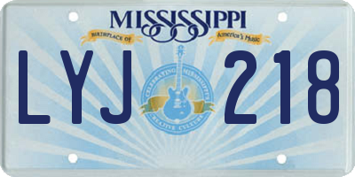 MS license plate LYJ218