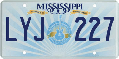 MS license plate LYJ227