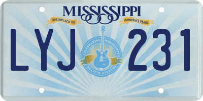 MS license plate LYJ231