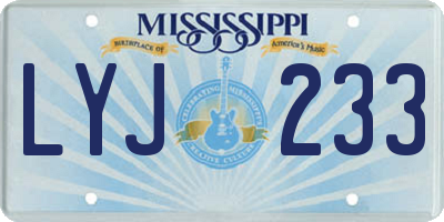 MS license plate LYJ233