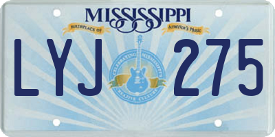 MS license plate LYJ275
