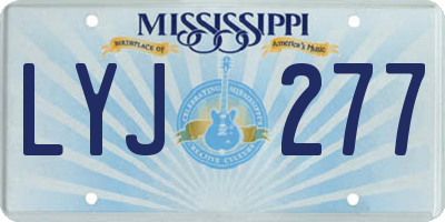 MS license plate LYJ277