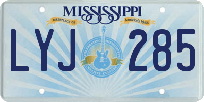 MS license plate LYJ285