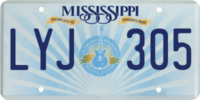 MS license plate LYJ305