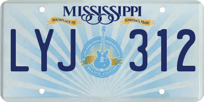 MS license plate LYJ312