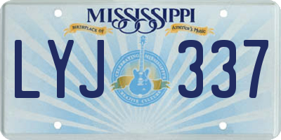 MS license plate LYJ337