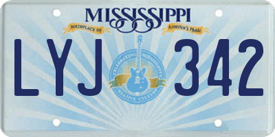 MS license plate LYJ342