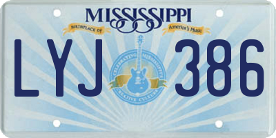 MS license plate LYJ386