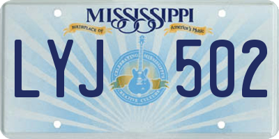 MS license plate LYJ502