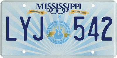 MS license plate LYJ542