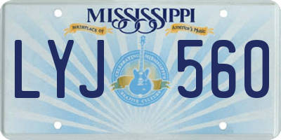 MS license plate LYJ560