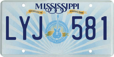 MS license plate LYJ581