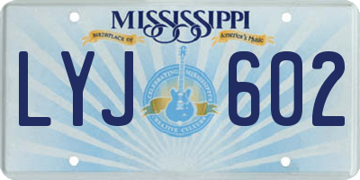MS license plate LYJ602