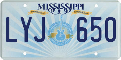 MS license plate LYJ650