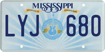 MS license plate LYJ680