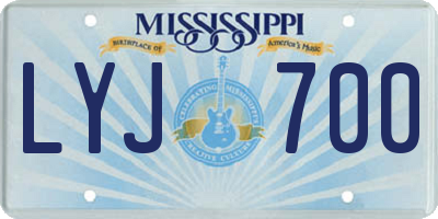 MS license plate LYJ700
