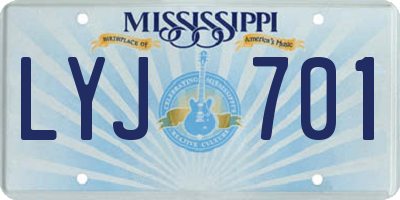 MS license plate LYJ701
