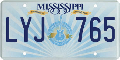 MS license plate LYJ765