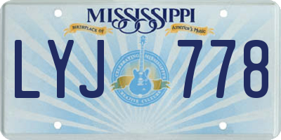 MS license plate LYJ778