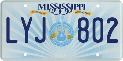 MS license plate LYJ802