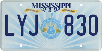MS license plate LYJ830