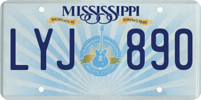 MS license plate LYJ890