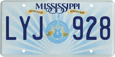 MS license plate LYJ928