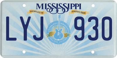 MS license plate LYJ930