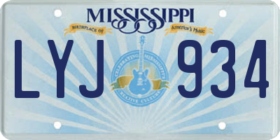 MS license plate LYJ934