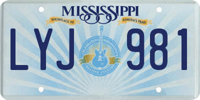 MS license plate LYJ981